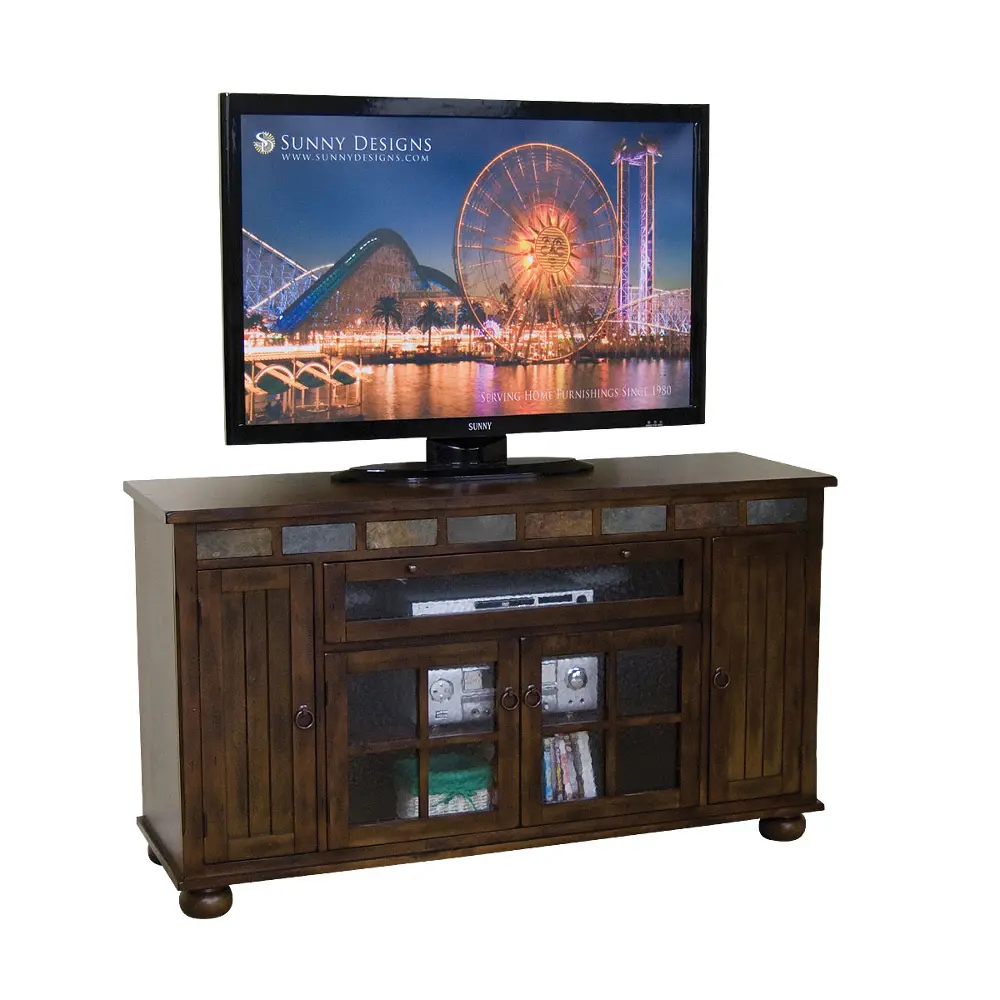 62 Inch Chocolate Brown TV Stand - Santa Fe-1