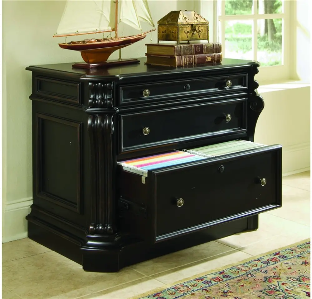Cherry Black 2 Drawer Lateral File Cabinet - Telluride Collection-1