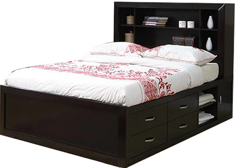 Merlot Contemporary Twin Storage Bed - Milan-1