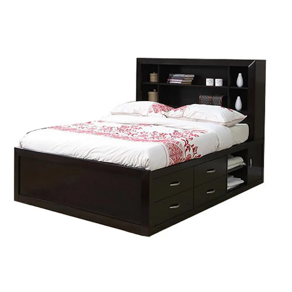 Contemporary Merlot 4 Piece Full Bedroom Set - Milan-1