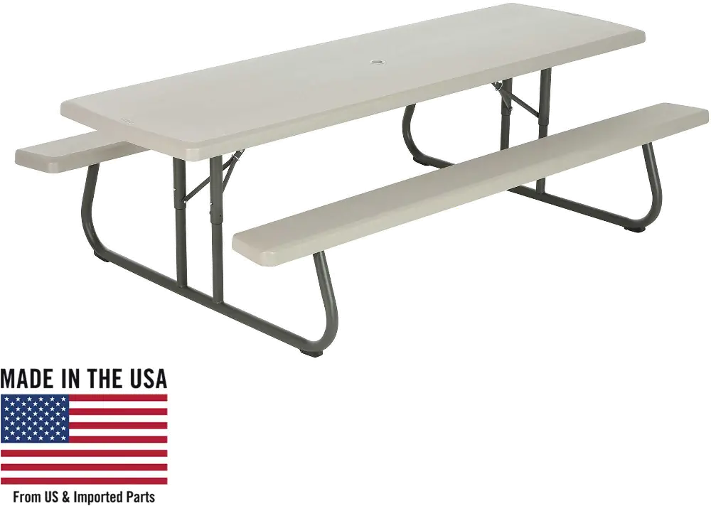 80123 Lifetime 8 Foot Putty Folding Picnic Table-1