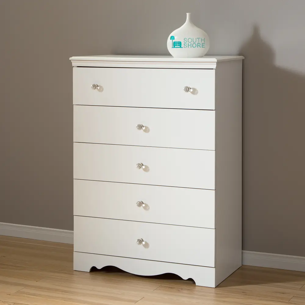 3550035 Pure White 5-Drawer Chest - Crystal-1