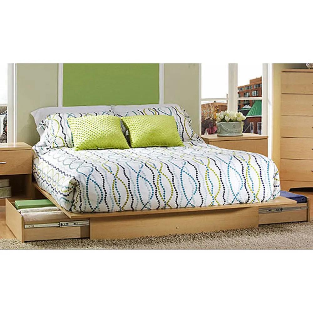 3013217 Natural Maple Queen Platform Bed - Step One-1