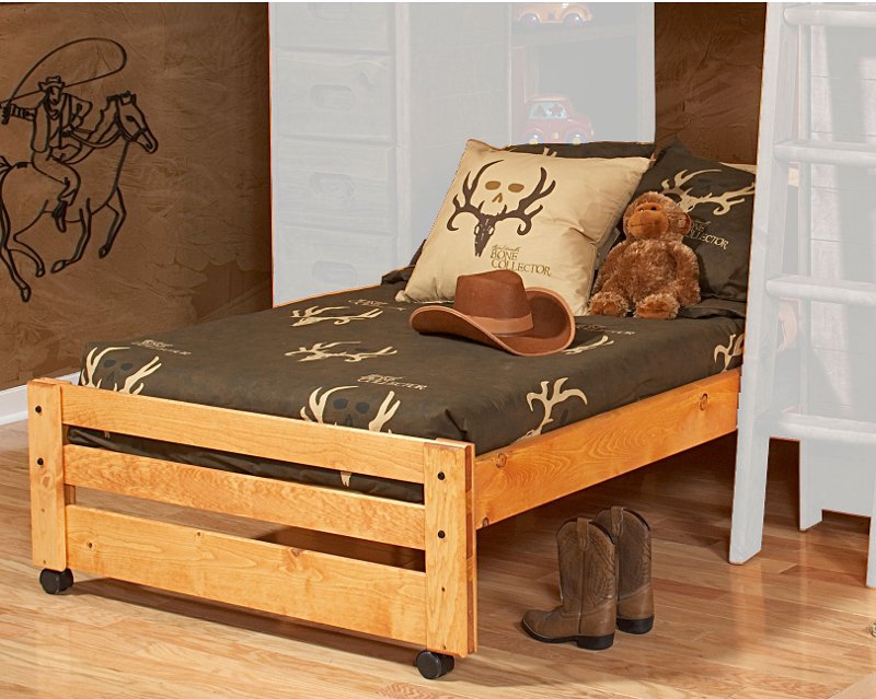 Rustic Cinnamon Pine Twin Caster Bed, Rc Willey Twin Bed Frame