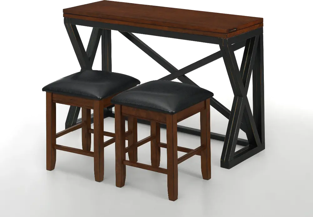 3 Piece Dining Set - Siena Black and Cider Counter Height -1