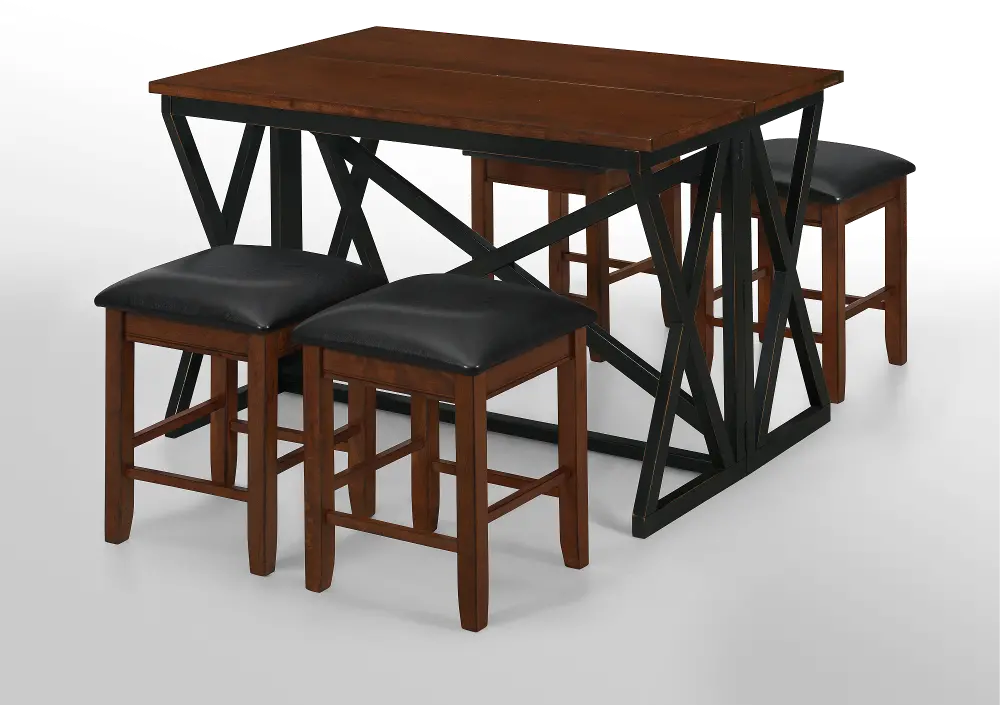 5 Piece Counter Height Dining Set - Siena Black and Cider -1