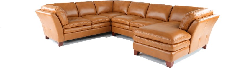 Camel Brown 3 Piece Sectional Sofa With, Brown Leather Sectional Couch With Chaise