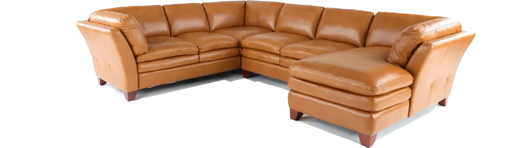 Sierra Camel Brown Leather 3 Piece Sectional-1