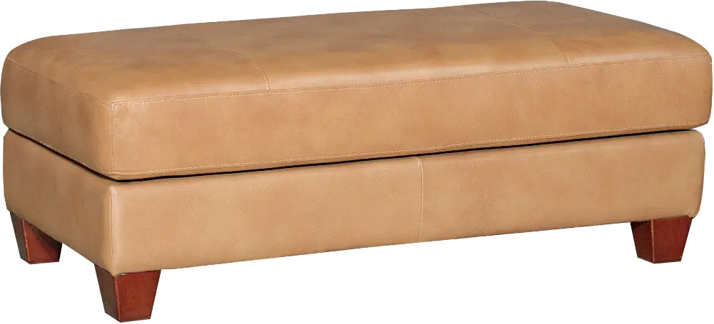 Sierra Camel Brown Leather Storage Ottoman-1