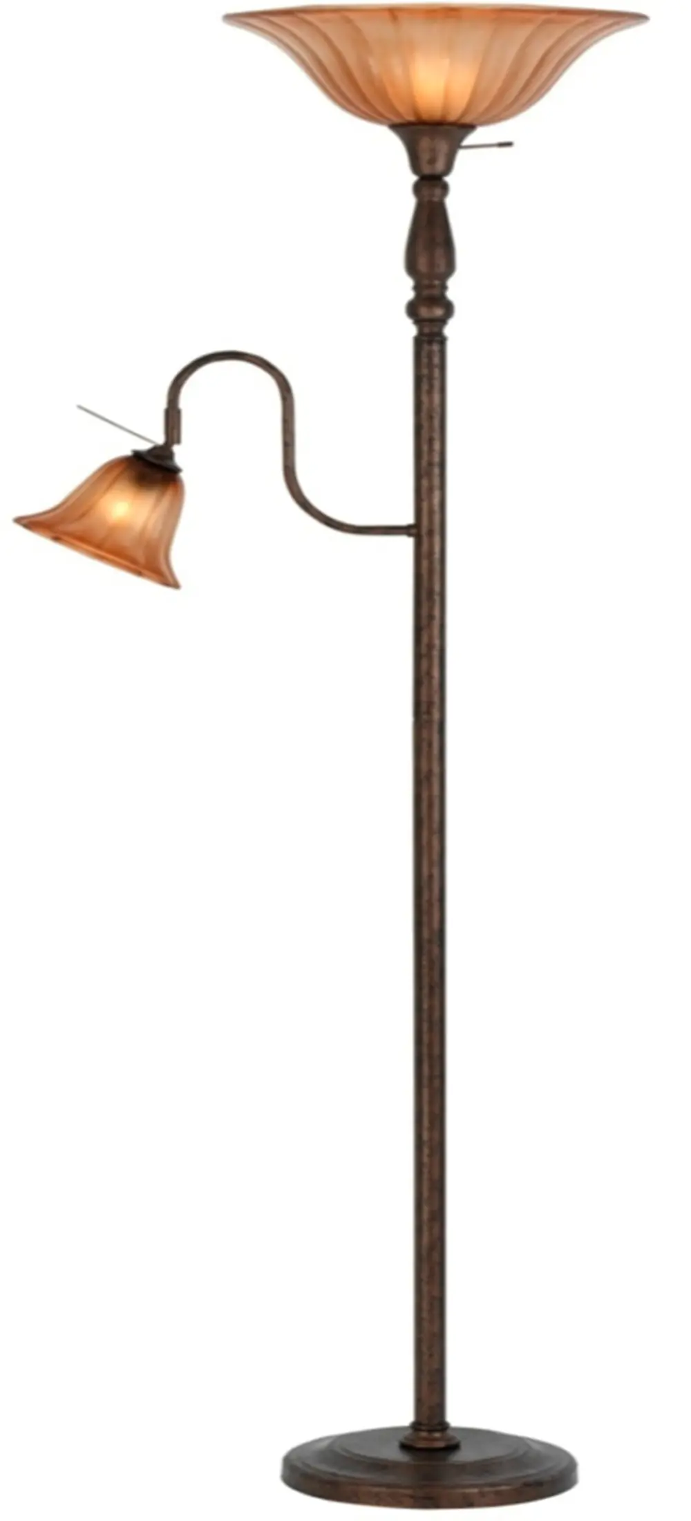 Bronze Metal Torchiere Uplight Floor Lamp with Reading Lamp-1