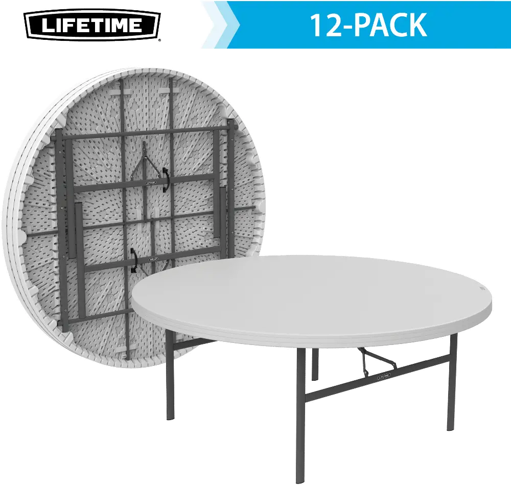 82673 Lifetime 72 Inch White Commercial Nesting Round Tables - 12 Pack-1