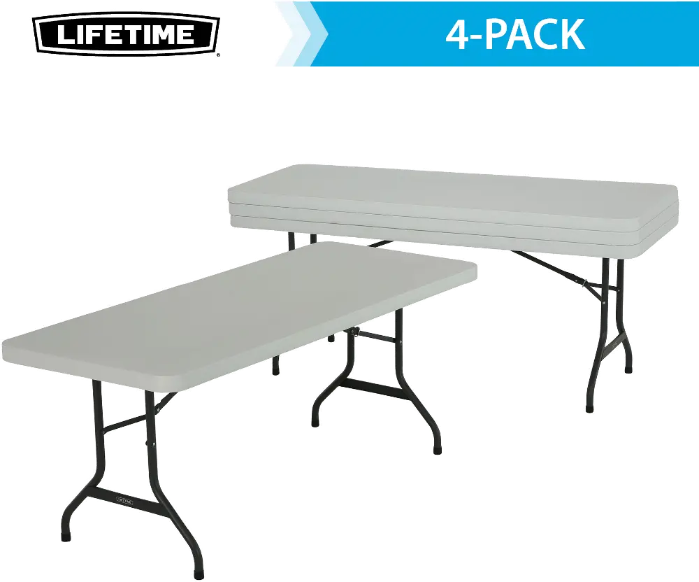 42901 Lifetime 6 Foot White Commercial Folding Banquet Tables - 4 Pack-1