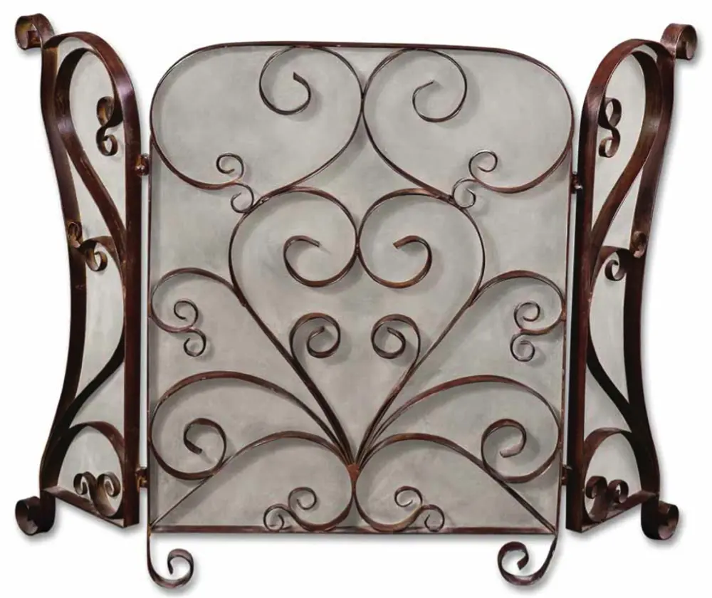 Cocoa Brown Fireplace Screen with Light Tan Glaze-1