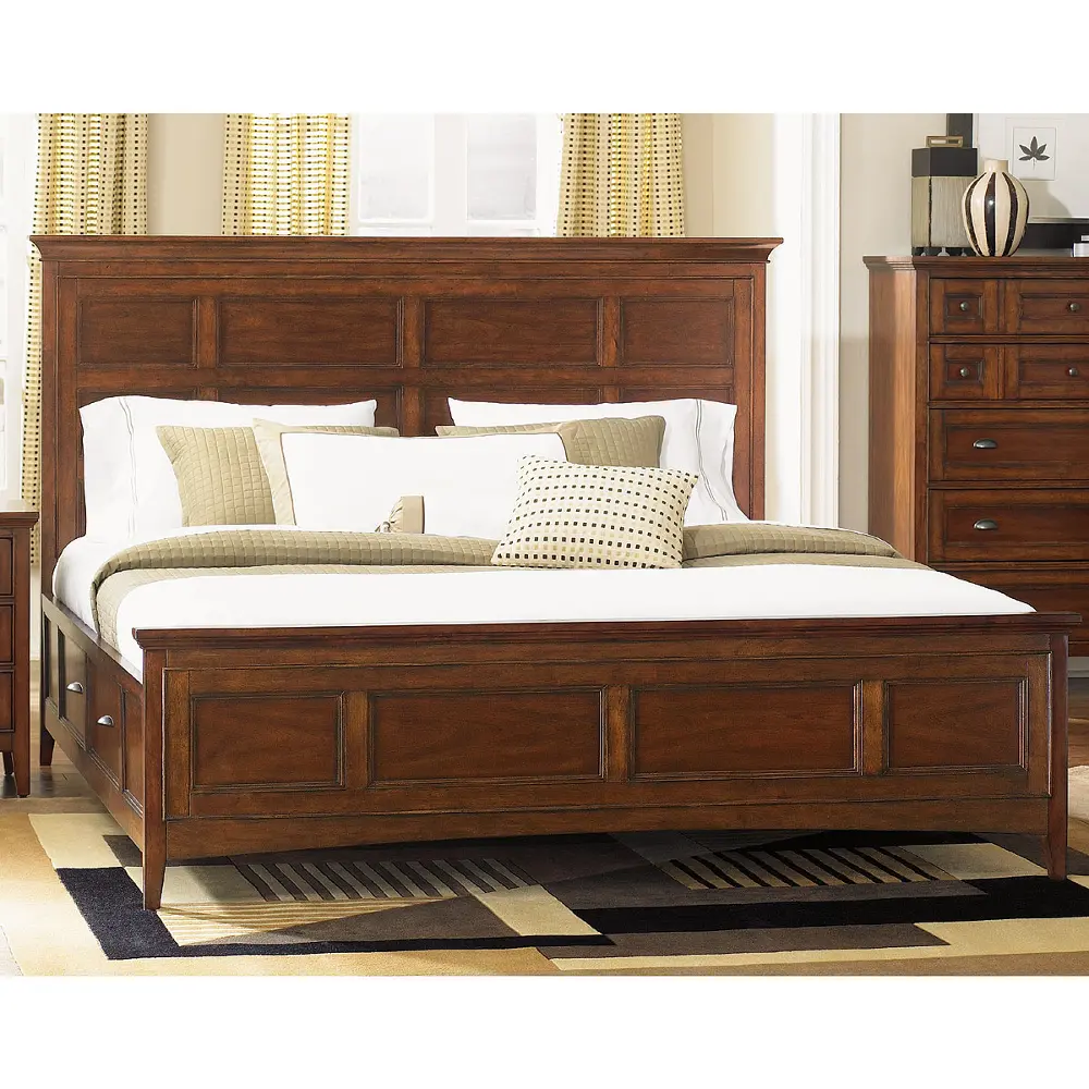 Harrison Cherry Casual Traditional King Storage Bed-1