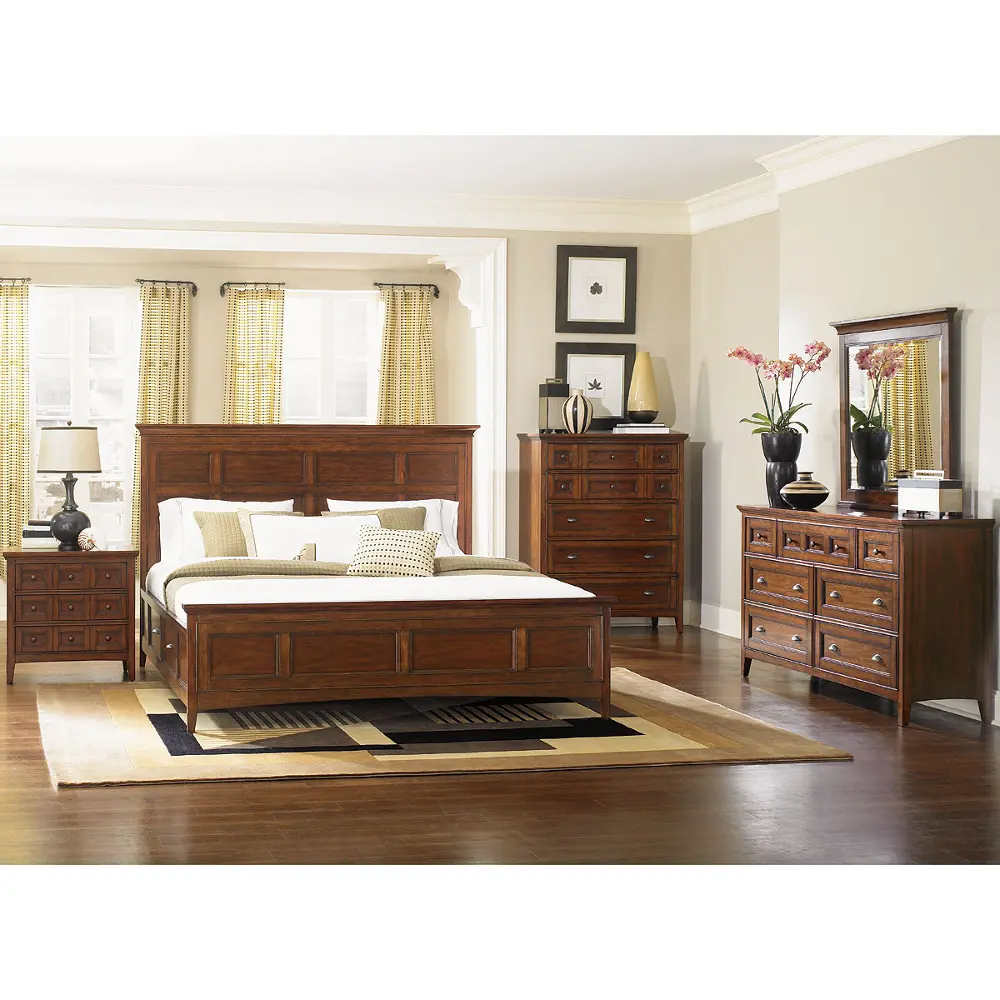 Harrison Cherry Casual Traditional 4 Piece King Bedroom Set-1