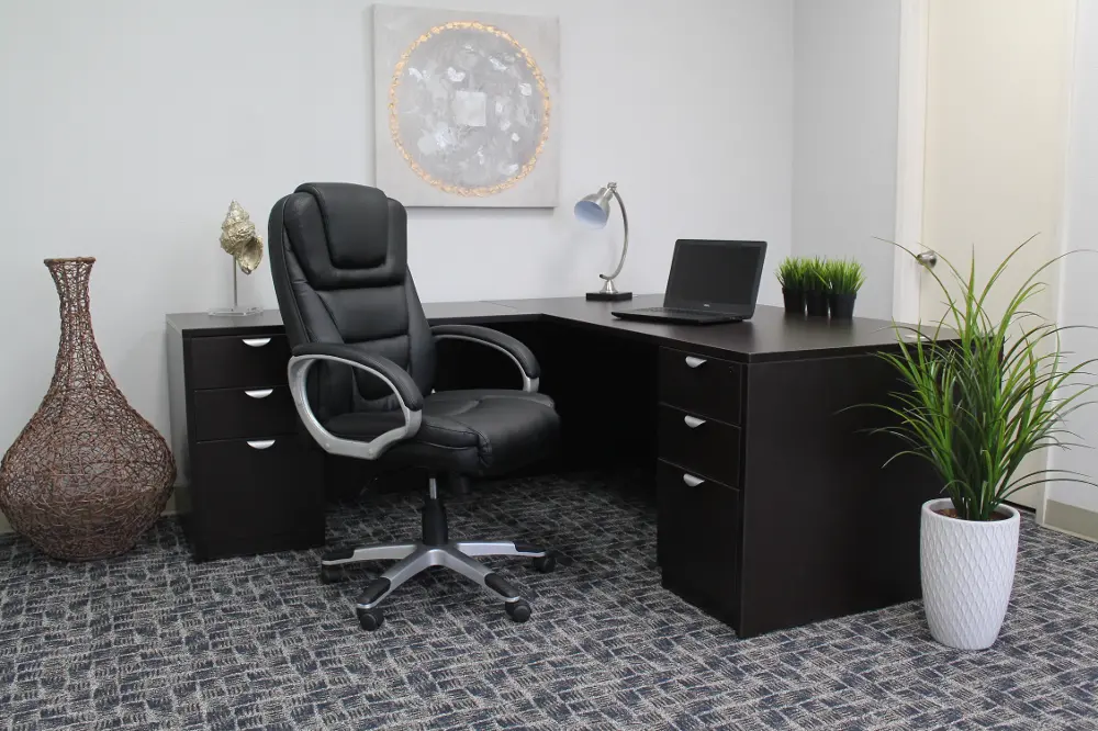 Black Executive LeatherPlus Office Chair-1