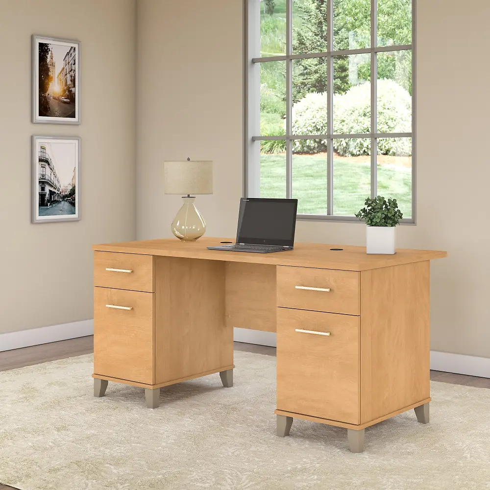 WC81428K Maple Cross Office Desk (60 Inch) - Somerset-1