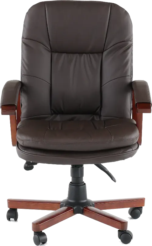 Tufted Brown Leather Adjustable Executive Office Chair- Casters