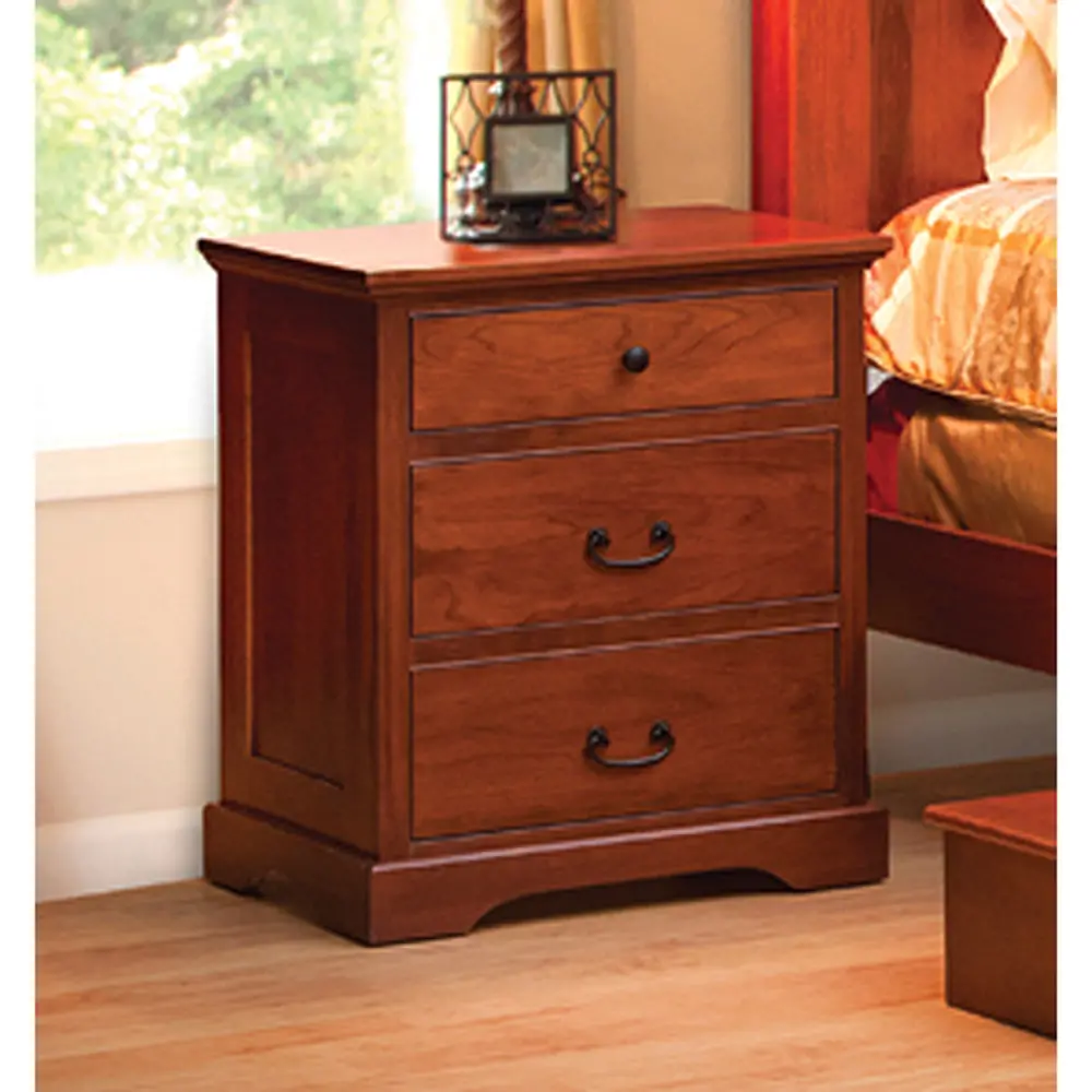 Cherry Classic Traditional 2-Drawer Nightstand - Amish-1