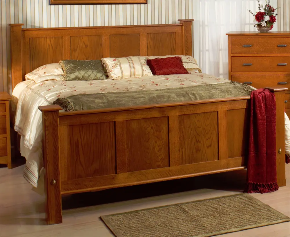 Amish Pine Queen Panel Bed-1