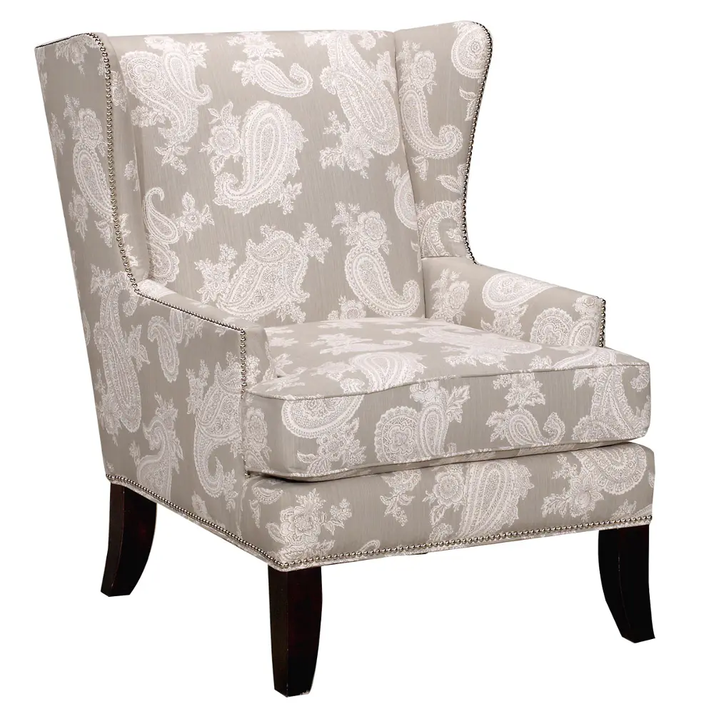 Silver Paisley Wing Chair - Chelsea Collection-1