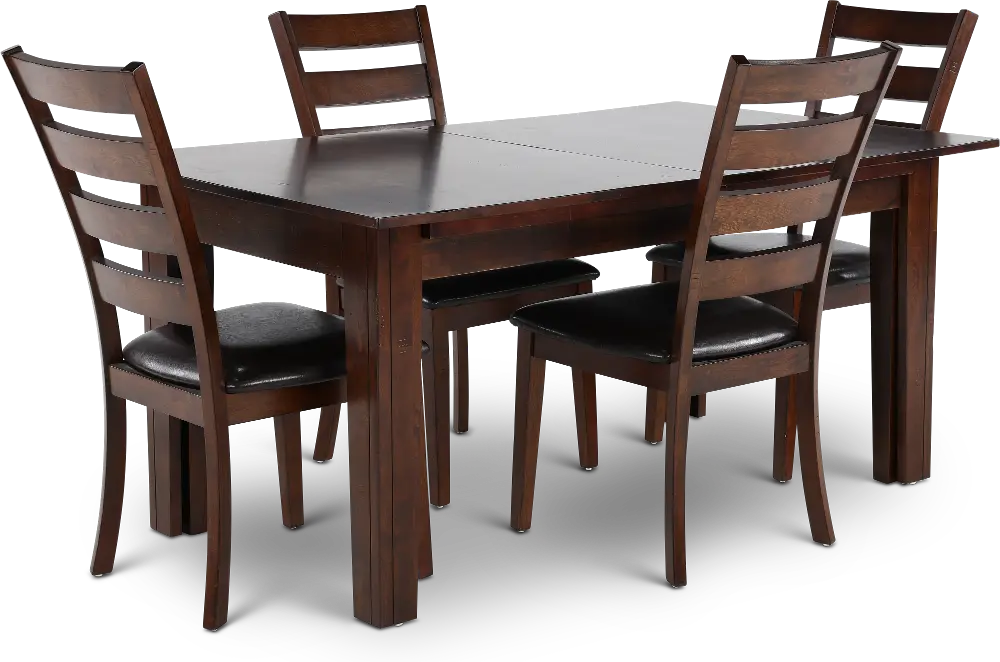 Kona Brown 5 Piece Dining Set with Ladderback Chairs-1
