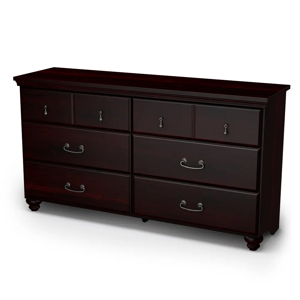 3516010 Dark Mahogany 6-Drawer Dresser - Noble -1