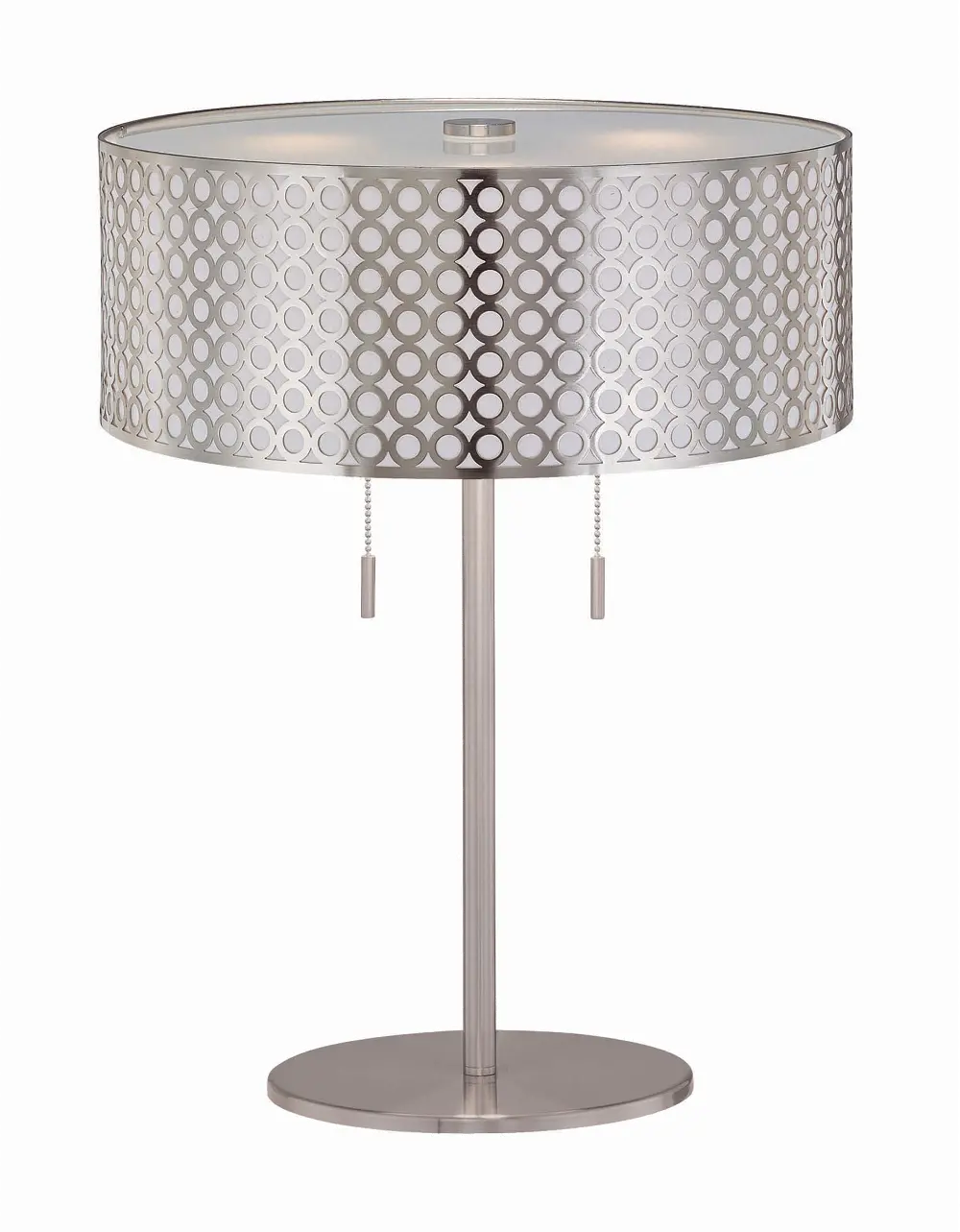 Twin-Pull Polished Steel Table Lamp-1