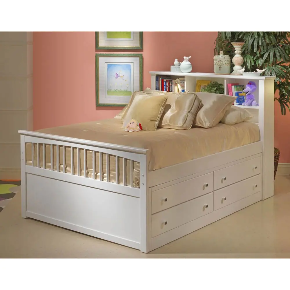 Classic White Twin Storage Bed with 1 Side Storage Drawers - Bayfront-1