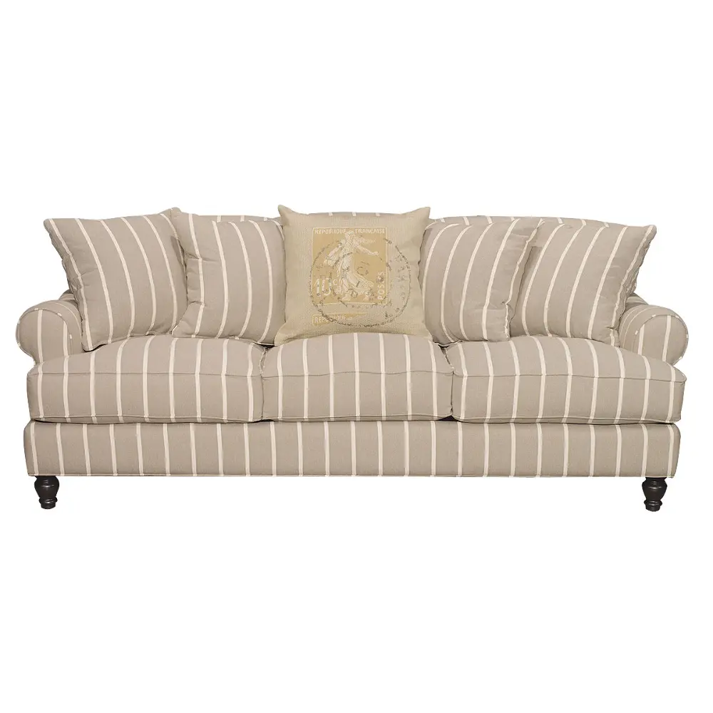 229-30/BAYSIDE/SO 94 Inch Putty Striped Upholstered Sofa-1