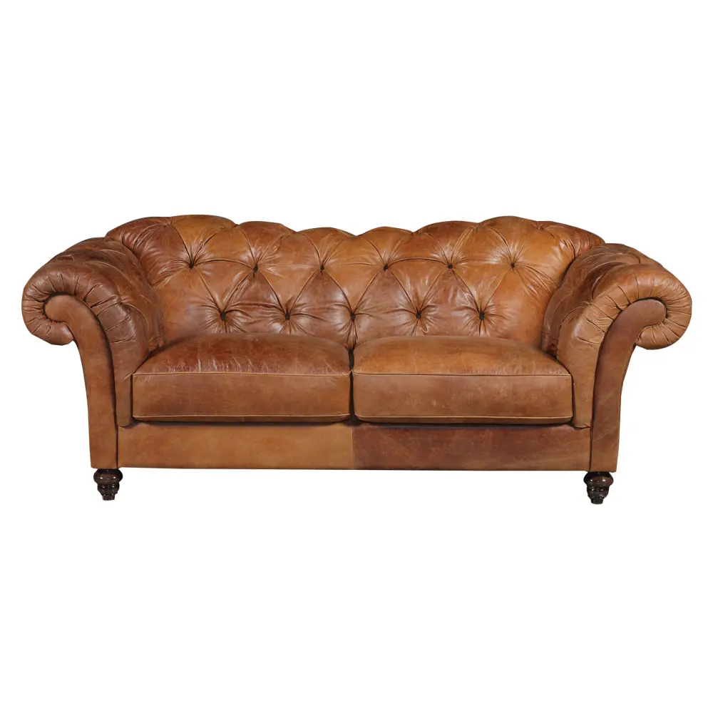 A436-009/108ATG/SO Natuzzi 92 Inch Brown Leather Sofa-1