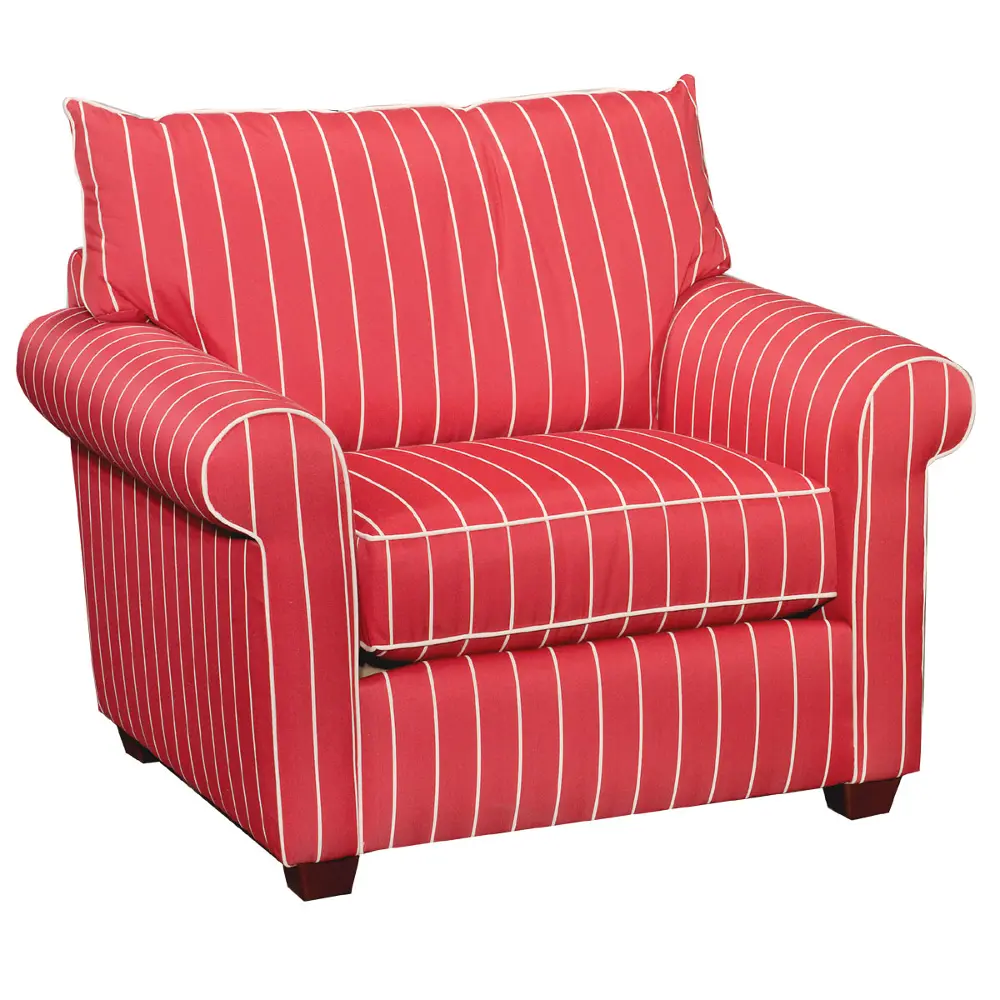 48 Inch Red Striped Upholstered Chair-1