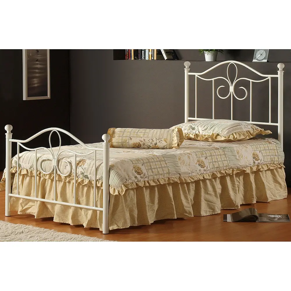 Off-White Cottage Style Twin Metal Bed - Westfield-1