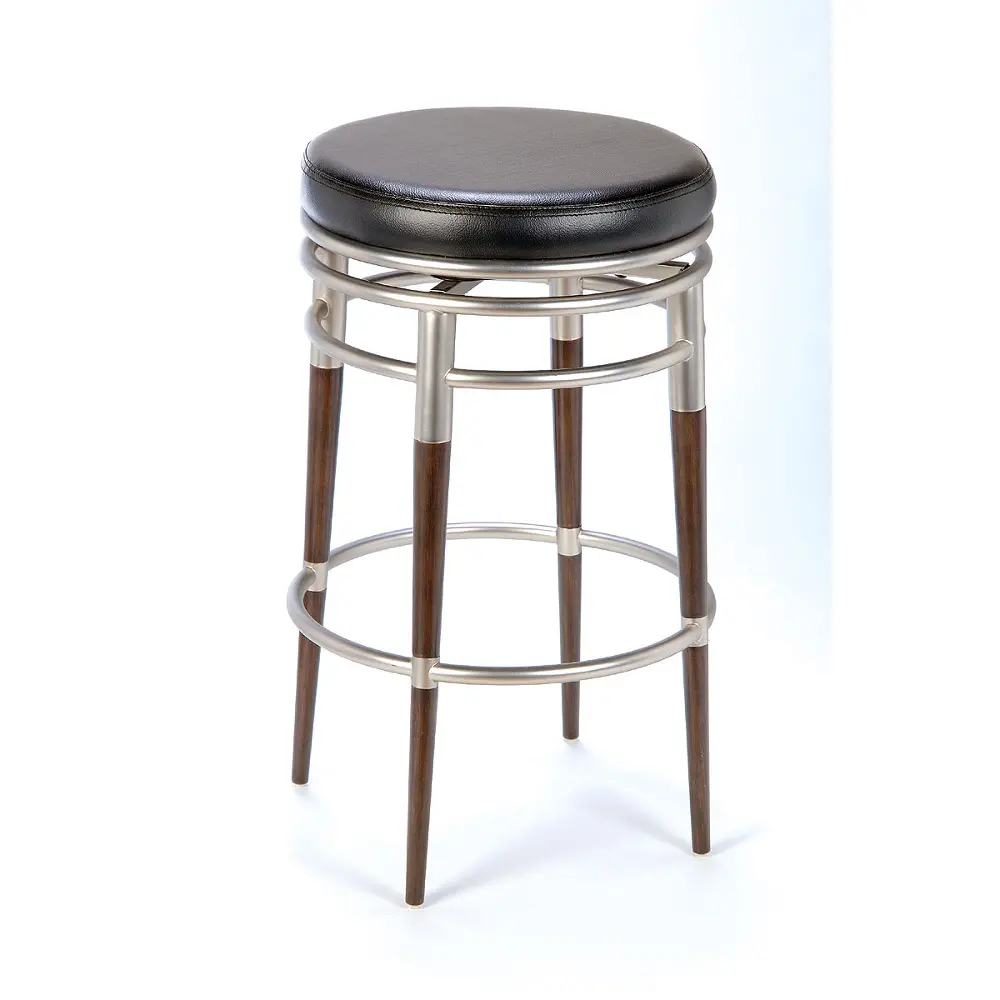 Chrome and Wood Swivel Counter Height Stool - Salem-1