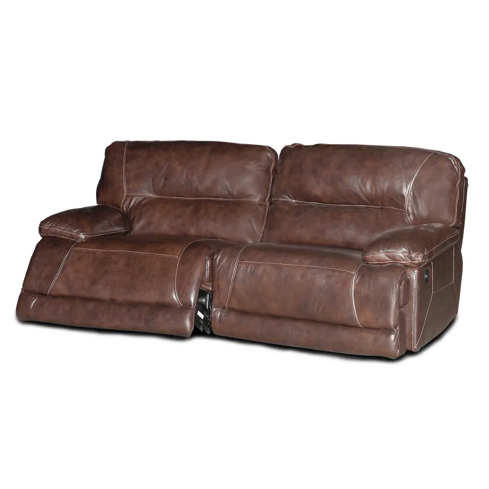 Dark Brown Leather-Match Power Reclining Sofa - Dylan-1