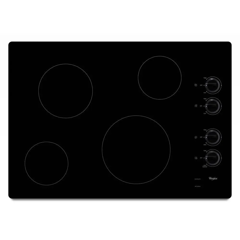 W5CE3024XB Whirlpool 30 Inch 4-burner Smoothtop Electric Cooktop - Black-1