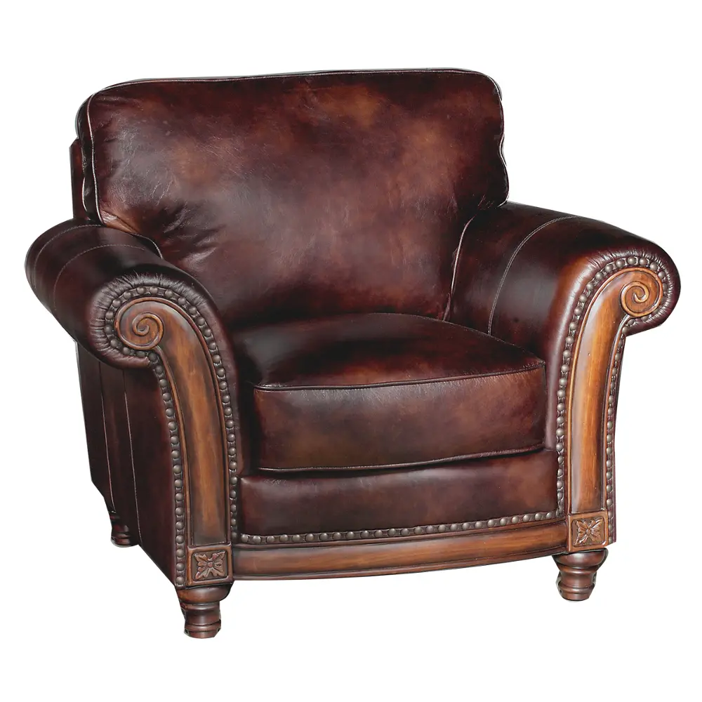 Classic Traditional Brown Leather Chair - Toberlone-1