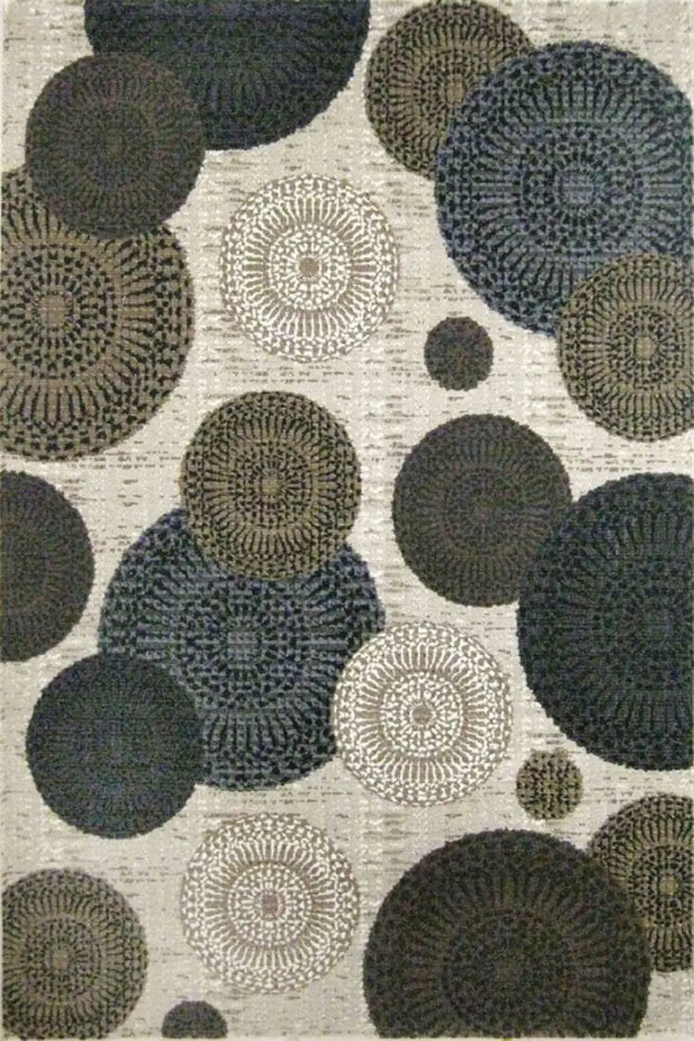 8 x 11 Large White, Brown and Blue Rug - Mystique-1