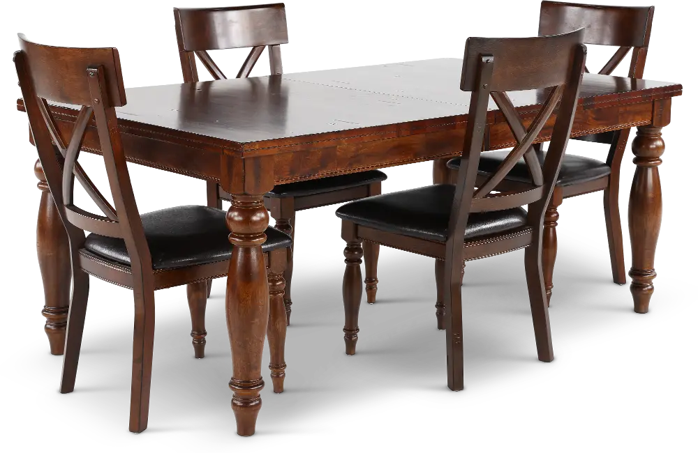 Kingston Brown 5 Piece Dining Set with X-Back Chairs-1