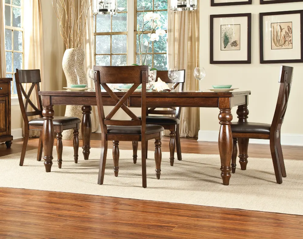 Kingston Brown 5 Piece Dining Set with X-Back Chairs-2
