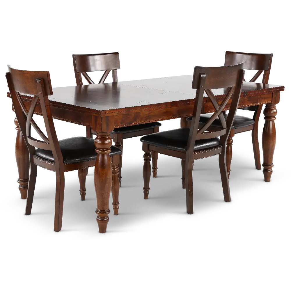 Kingston Brown 5 Piece Dining Set with X-Back Chairs-1