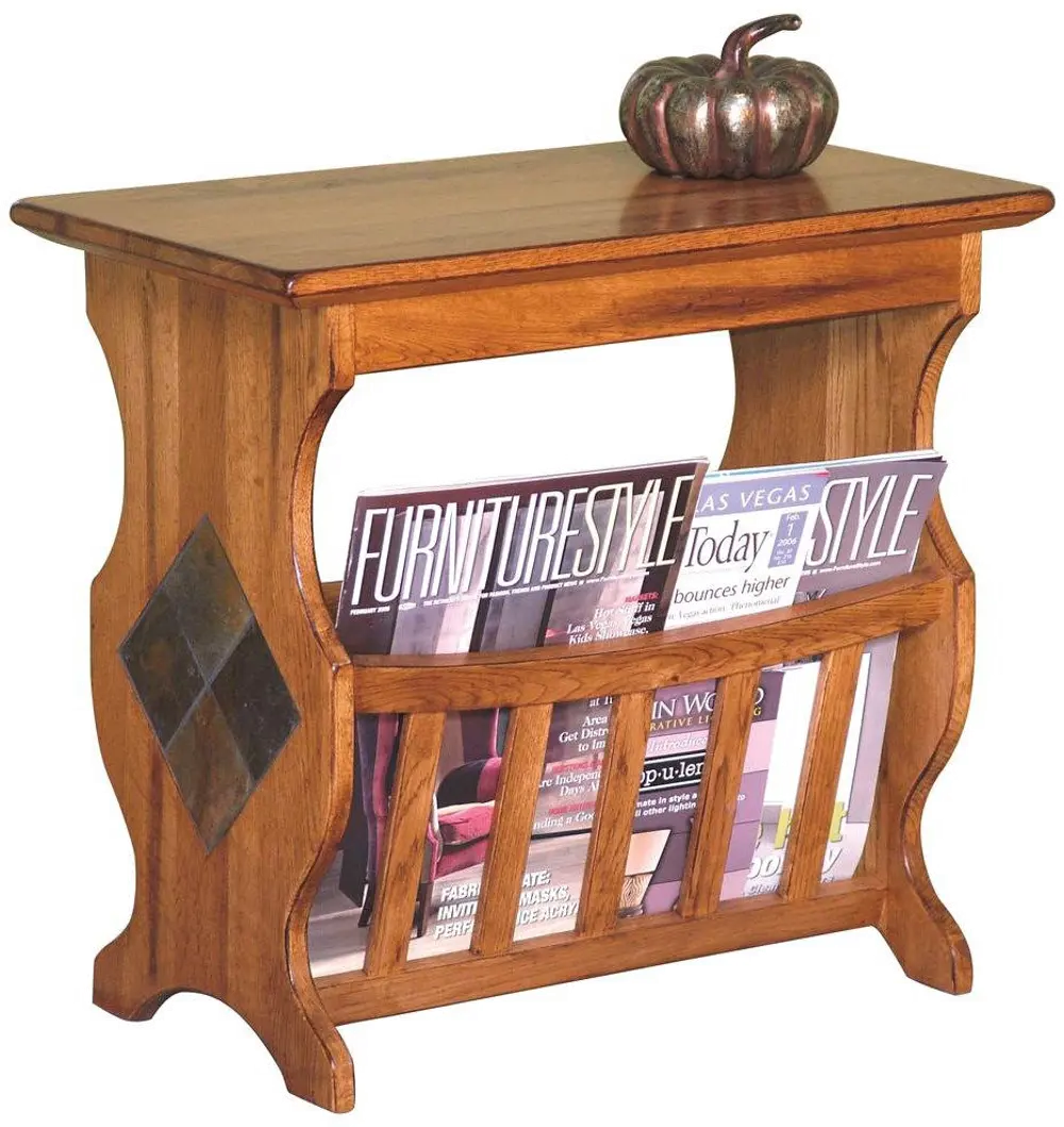 Rustic Oak Magazine Rack and End Table-1