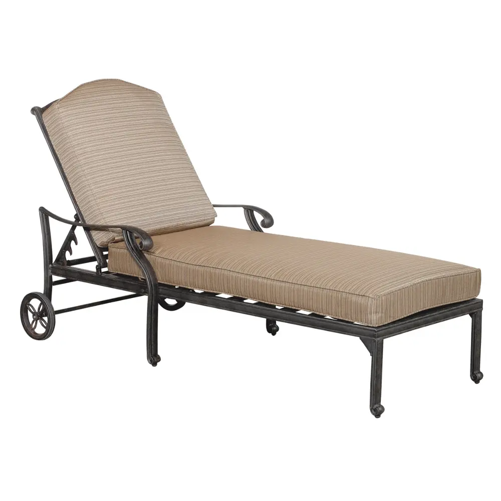 Cast Aluminum Patio Chaise Lounge with Cushion - Moab-1