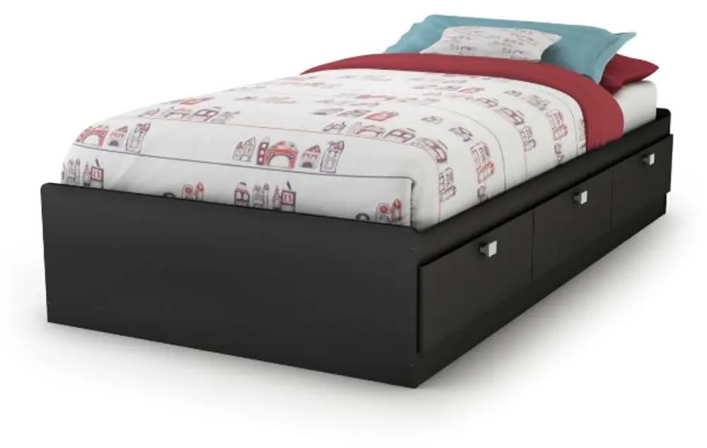 3270080 Spark Contemporary Black Twin Storage Bed - South Shore-1