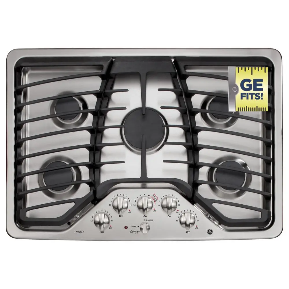 PGP953SETSS GE Profile 30 Inch Stainless Steel Gas Cooktop-1