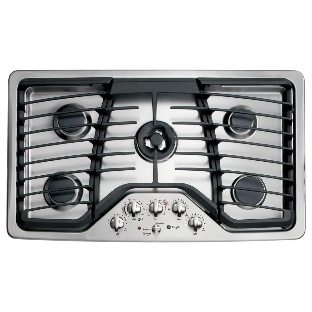 PGP986SETSS GE Profile 36 Inch Stainless Steel 5-Burner Gas Cooktop-1