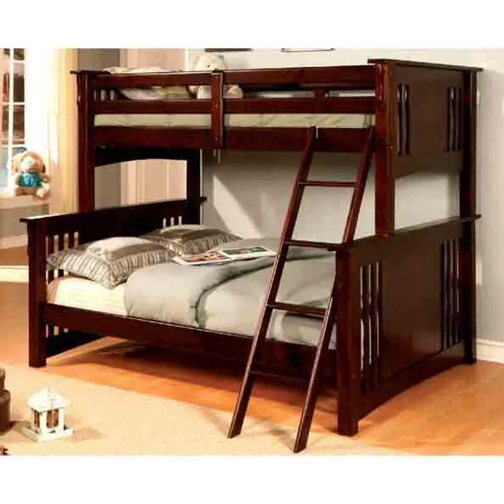 Spring Creek Walnut Twin-over-Full Bunk Bed-1