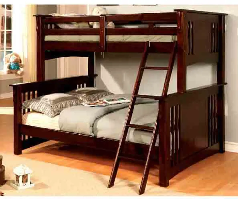 Spring Creek Walnut Twin-over-Full Bunk Bed-1