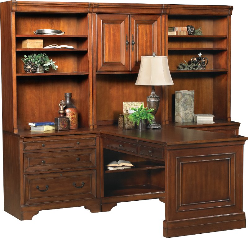 Home Office Hutch Desk 51, Wooden Office Desk With Shelves