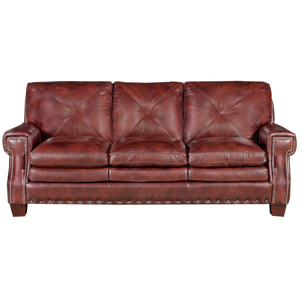 Classic Traditional Burgundy Leather Sofa - McKinney | RC Willey Furniture Store Classic Traditional Burgundy Leather Sofa - McKinney | RC Willey Furniture Store